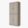 72" Beige Solid Wood Four Door Two Drawer Pantry Or Storage Closet