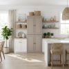 72" Beige Solid Wood Four Door Two Drawer Pantry Or Storage Closet