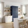 72" Navy Blue Solid Wood Four Door Two Drawer Pantry Or Storage Closet