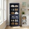 72" French Blue Solid Wood Four Door Two Drawer Pantry Or Storage Closet