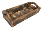 20" Dark Brown Reclaimed Wood Handmade Serving Tray With Handles