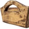 20" Antiqued White And Brown Reclaimed Wood Handmade Serving Tray With Handles