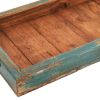 21" Natural And Turquoise Solid Wood Handmade Serving Tray With Handles