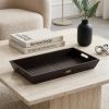 26" Black Solid Wood Handmade Serving Tray With Handles