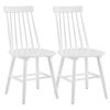 Set of Two White Solid Wood Windsor Back Dining Side Chairs