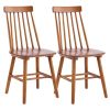 Set of Two Walnut Solid Wood Windsor Back Dining Side Chairs