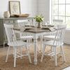 Set of Four White Solid Wood Windsor Back Dining Side Chairs