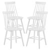Set of Four White Solid Wood Windsor Back Dining Side Chairs