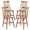Set of Four Walnut Solid Wood Windsor Back Dining Side Chairs