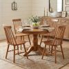 Set of Four Walnut Solid Wood Windsor Back Dining Side Chairs