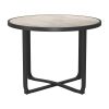 42" Black Glass And Aluminum Cross Leg Base Round Top Dining Table