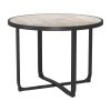 42" Black Glass And Aluminum Cross Leg Base Round Top Dining Table