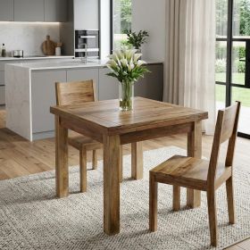 35" Oak Solid Wood Butterfly Leaf Square Extendable Dining Table