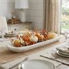 30" White Solid Wood Oval Dough Bowl