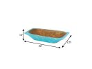 20" Turquoise Solid Wood Dough Bowl With Handles