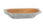 20" Gray Solid Wood Dough Bowl With Handles