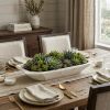 20" White Solid Wood Dough Bowl With Handles