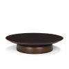 16" Dark Brown Solid Wood Hand Finished Round Riser Tray