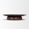 16" Dark Brown Solid Wood Hand Finished Round Riser Tray