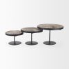 Set of Three Black And Light Brown Iron And Solid Wood Round Risers