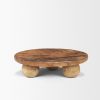 12" Brown Reclaimed Wood Hand Finished Round Riser Tray