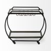 19" Black and Gunmetal Glass and Metal Rolling Kitchen Cart With Storage