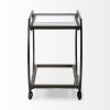 19" Black and Gunmetal Glass and Metal Rolling Kitchen Cart With Storage