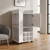 16" White Wood Bar Cart