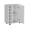 15" White Wood Bar Cart