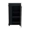 22" Black Wood Rolling Bar Cart