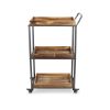 28" Silver Metal and Solid Wood Distressed Rolling Bar Cart