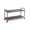 39" Brown Metal and Solid Wood Distressed Rolling Bar Cart