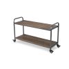39" Brown Metal and Solid Wood Distressed Rolling Bar Cart