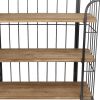 32" Brown Metal and Solid Wood Distressed Rolling Bar Cart