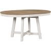 58" Oak And Antiqued White Wood Removable Leaf Cross Leg Base Oval Extendable Dining Table