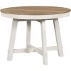 58" Oak And Antiqued White Wood Removable Leaf Cross Leg Base Oval Extendable Dining Table