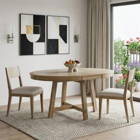 58" Natural Wood Removable Leaf Oval Extendable Dining Table