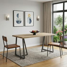 60" Brown And Black Wood And Steel Frame Base Dining Table