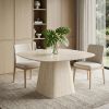 52" Natural Sintered Stone and Wood Pedestal Base Square Dining Table