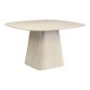 52" Natural Sintered Stone and Wood Pedestal Base Square Dining Table
