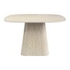 52" Natural Sintered Stone and Wood Pedestal Base Square Dining Table