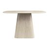 52" Natural Sintered Stone and Wood Pedestal Base Square Dining Table