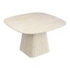 52" Natural Sintered Stone and Wood Pedestal Base Square Dining Table