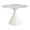 44" Beige And White Sintered Stone And Steel Pedestal Base Round Top Dining Table