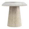 71" White And Natural Sintered Stone And Wood Pedestal Base Dining Table