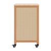 36" Natural Solid Wood Rolling Bar Cart