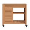 36" Natural Solid Wood Rolling Bar Cart