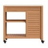 36" Natural Solid Wood Rolling Bar Cart