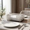 8" Silver Iron And Crystal Square Napkin Holder