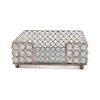 8" Silver Iron And Crystal Square Napkin Holder